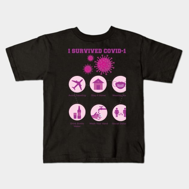 I Survived Covid 19 , Servive Design Kids T-Shirt by Vaolodople